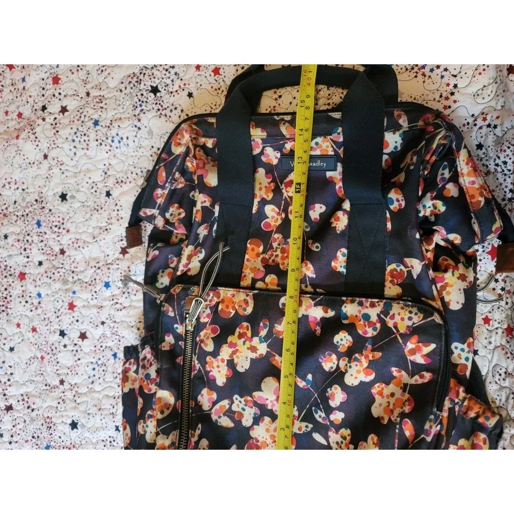 Vera Bradley Lighten Up Frame Large Backpack Floral Print Travel School Bag Navy